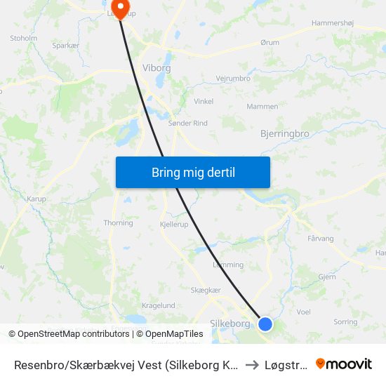 Resenbro/Skærbækvej Vest (Silkeborg Kom) to Løgstrup map