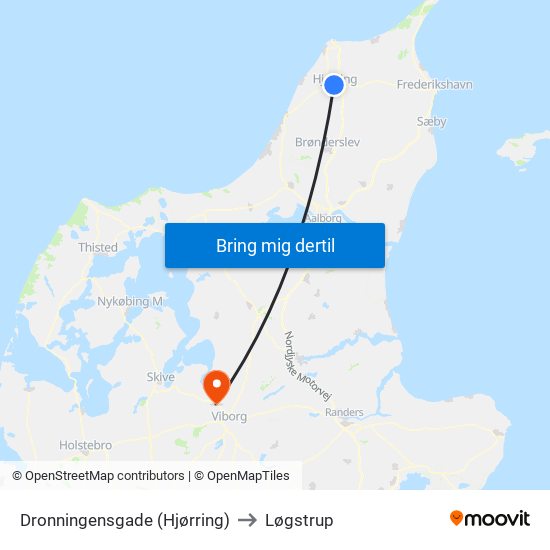 Dronningensgade (Hjørring) to Løgstrup map