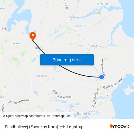 Sandballevej (Favrskov Kom) to Løgstrup map