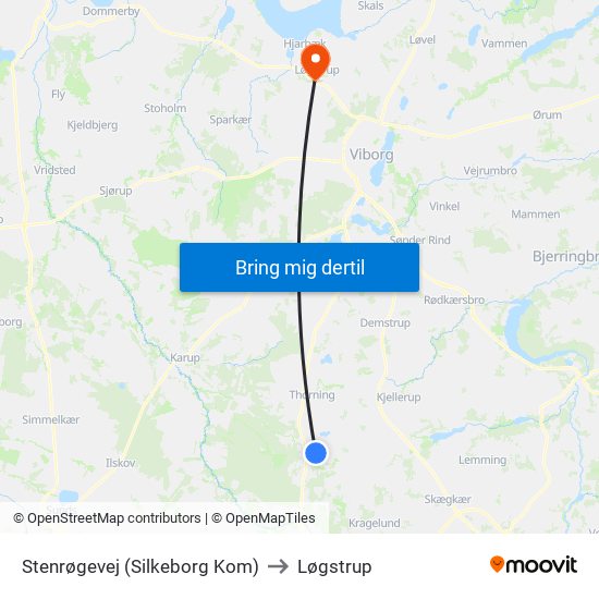 Stenrøgevej (Silkeborg Kom) to Løgstrup map