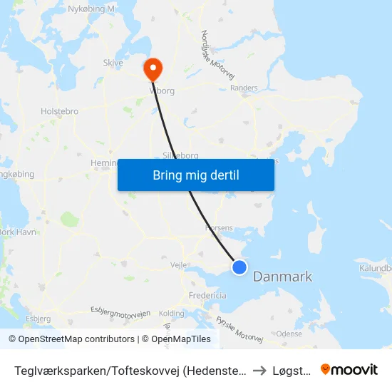 Teglværksparken/Tofteskovvej (Hedensted Kom) to Løgstrup map
