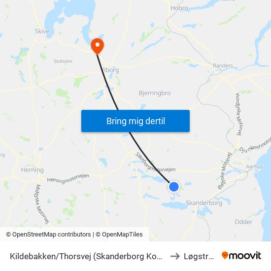Kildebakken/Thorsvej (Skanderborg Kom) to Løgstrup map