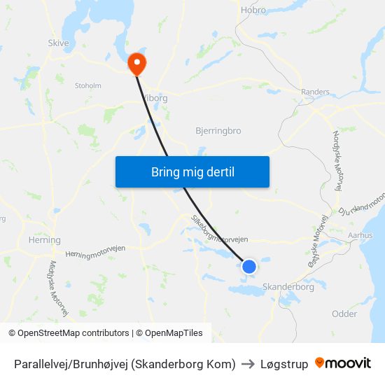 Parallelvej/Brunhøjvej (Skanderborg Kom) to Løgstrup map