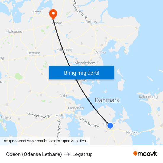 Odeon (Odense Letbane) to Løgstrup map