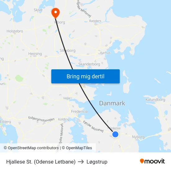 Hjallese St. (Odense Letbane) to Løgstrup map