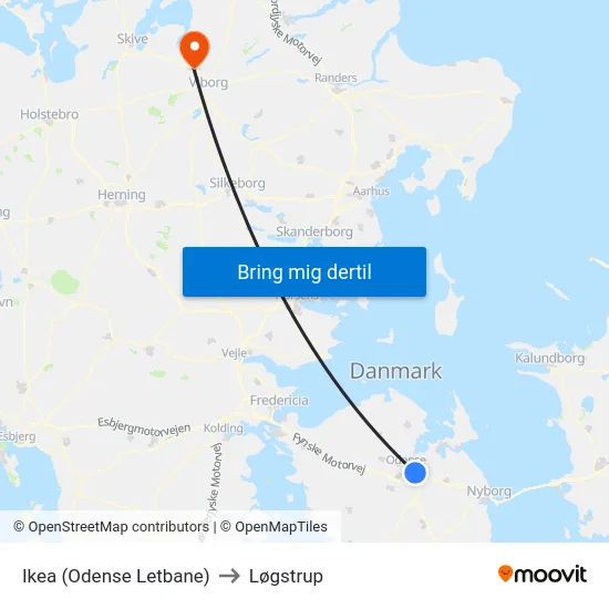 Ikea (Odense Letbane) to Løgstrup map