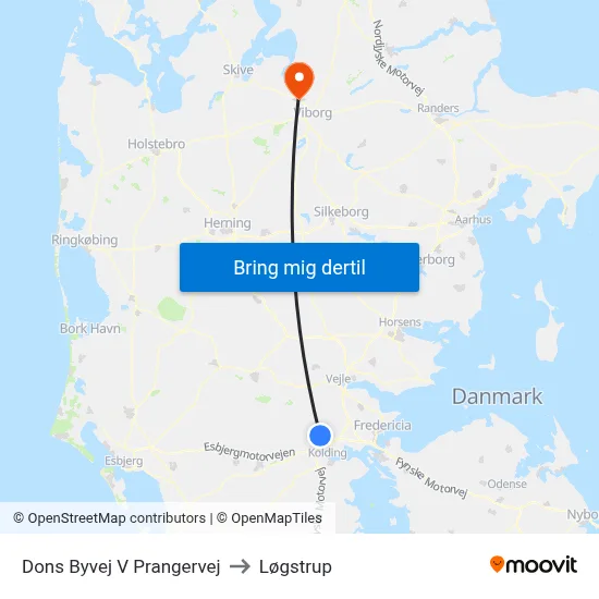 Dons Byvej V Prangervej to Løgstrup map