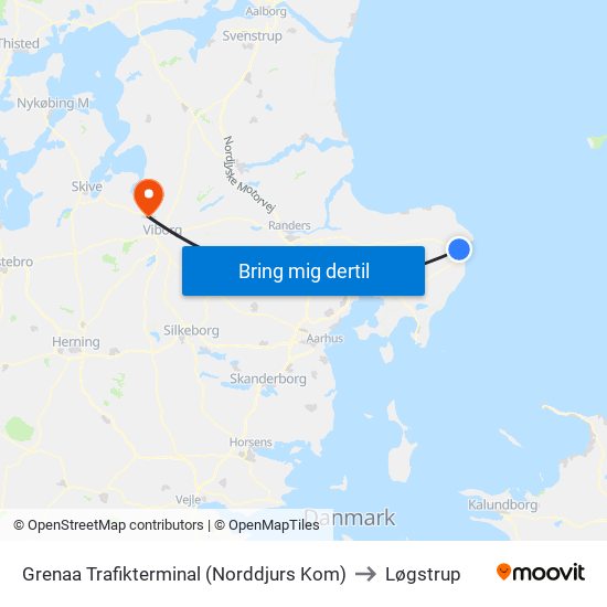 Grenaa Trafikterminal (Norddjurs Kom) to Løgstrup map