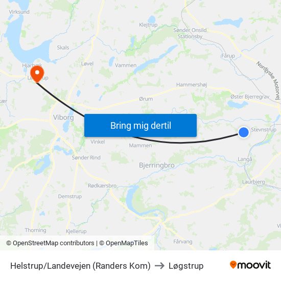 Helstrup/Landevejen (Randers Kom) to Løgstrup map