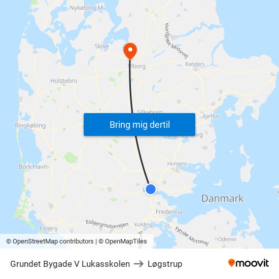 Grundet Bygade V Lukasskolen to Løgstrup map