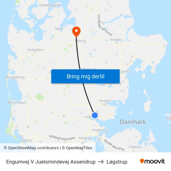 Engumvej V Juelsmindevej Assendrup to Løgstrup map