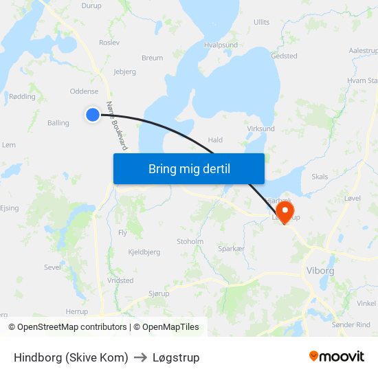 Hindborg (Skive Kom) to Løgstrup map