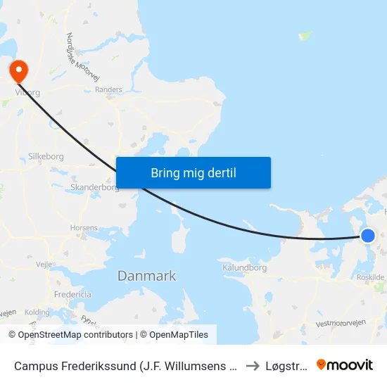 Campus Frederikssund (J.F. Willumsens Vej) to Løgstrup map