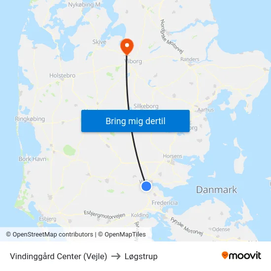 Vindinggård Center (Vejle) to Løgstrup map