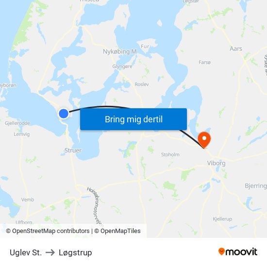 Uglev St. to Løgstrup map