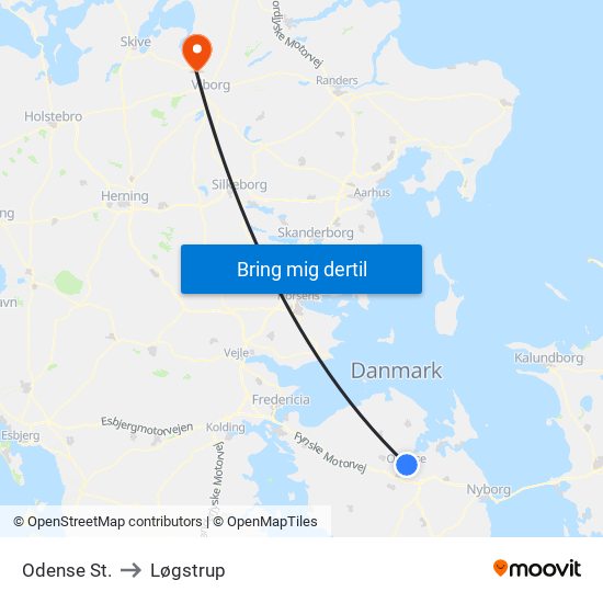 Odense St. to Løgstrup map