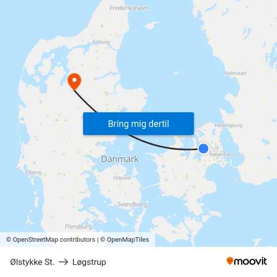 Ølstykke St. to Løgstrup map