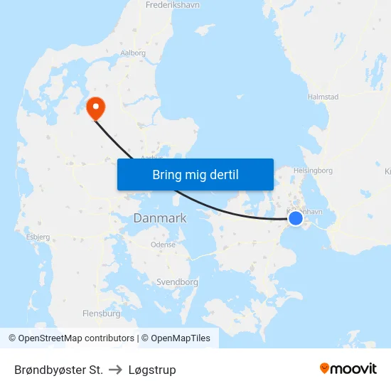 Brøndbyøster St. to Løgstrup map