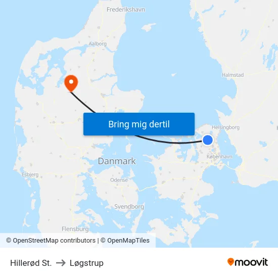 Hillerød St. to Løgstrup map