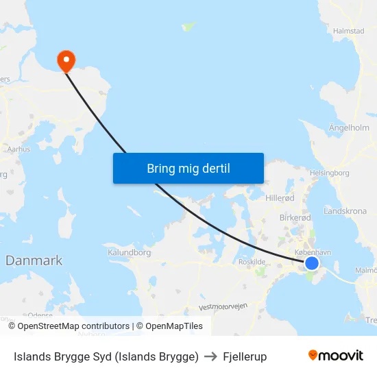 Islands Brygge Syd (Islands Brygge) to Fjellerup map