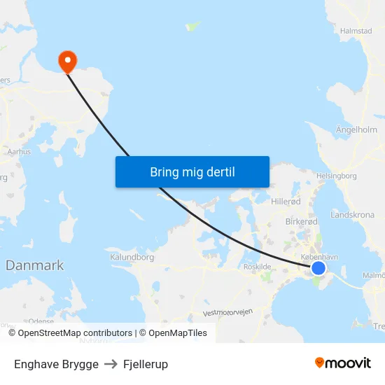 Enghave Brygge to Fjellerup map