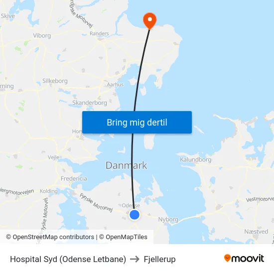 Hospital Syd (Odense Letbane) to Fjellerup map