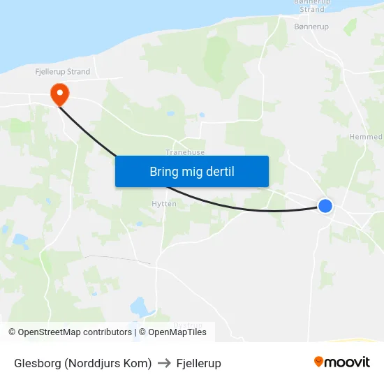 Glesborg (Norddjurs Kom) to Fjellerup map