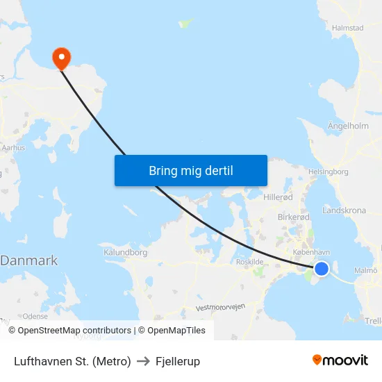 Lufthavnen St. (Metro) to Fjellerup map