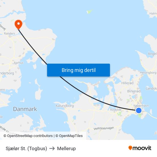 Sjælør St. (Togbus) to Mellerup map