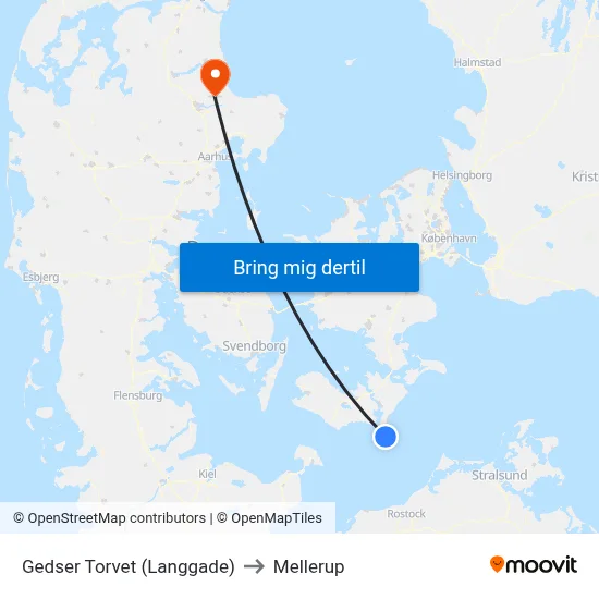 Gedser Torvet (Langgade) to Mellerup map
