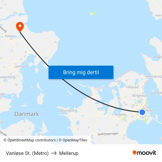 Vanløse St. (Metro) to Mellerup map
