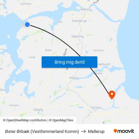 Øster Ørbæk (Vesthimmerland Komm) to Mellerup map