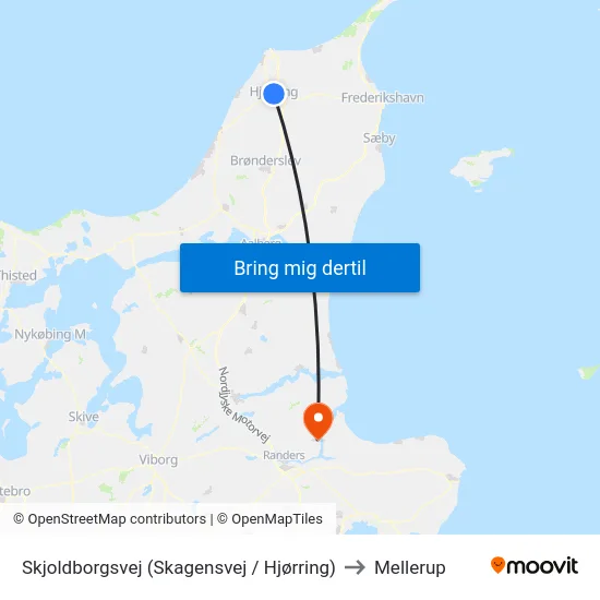 Skjoldborgsvej (Skagensvej / Hjørring) to Mellerup map