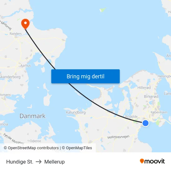 Hundige St. to Mellerup map