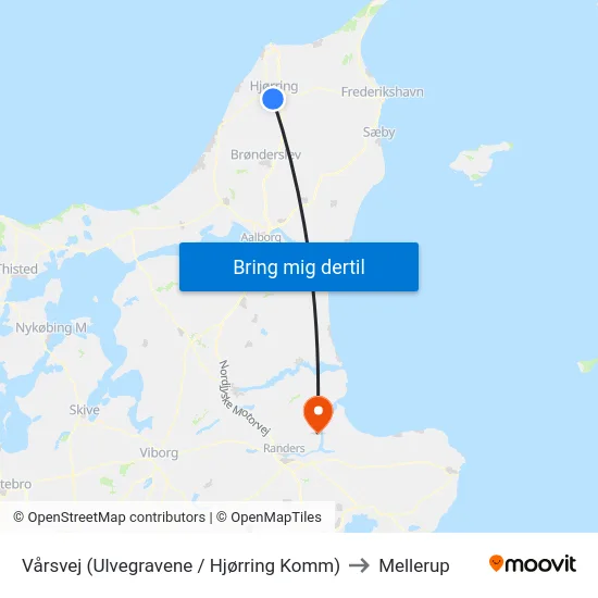 Vårsvej (Ulvegravene / Hjørring Komm) to Mellerup map