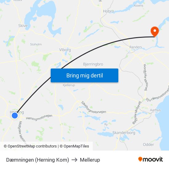 Dæmningen (Herning Kom) to Mellerup map