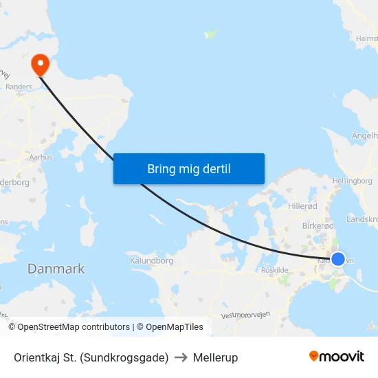 Orientkaj St. (Sundkrogsgade) to Mellerup map
