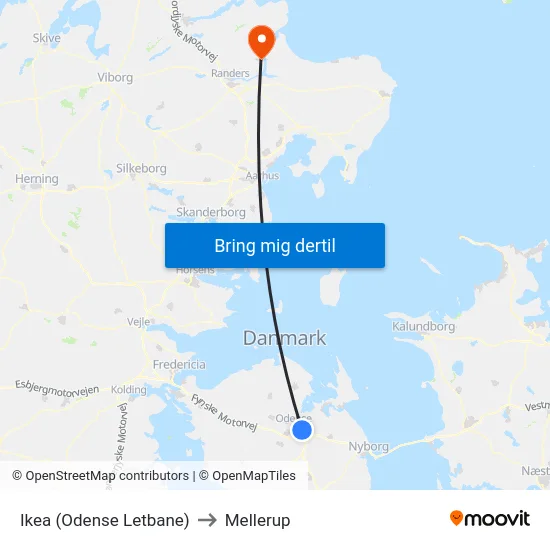 Ikea (Odense Letbane) to Mellerup map