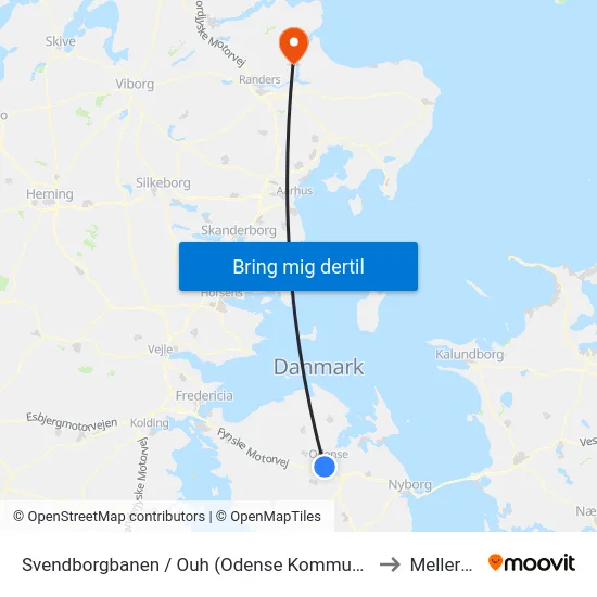 Svendborgbanen / Ouh (Odense Kommune) to Mellerup map