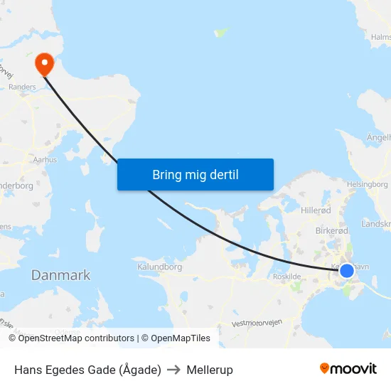 Hans Egedes Gade (Ågade) to Mellerup map