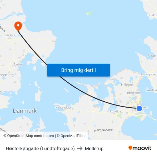 Høsterkøbgade (Lundtoftegade) to Mellerup map