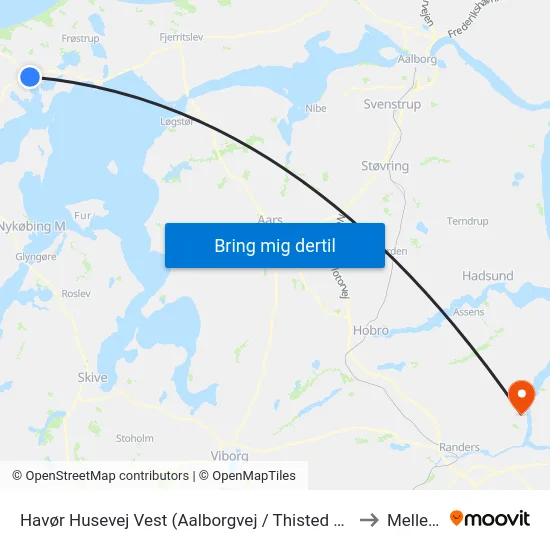 Havør Husevej Vest (Aalborgvej / Thisted Kommune) to Mellerup map