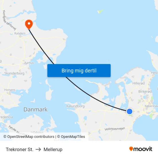 Trekroner St. to Mellerup map
