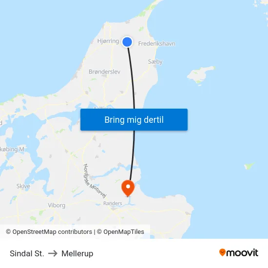 Sindal St. to Mellerup map
