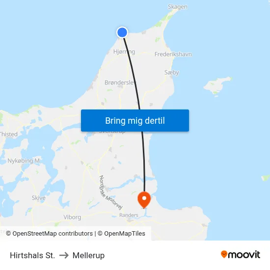 Hirtshals St. to Mellerup map