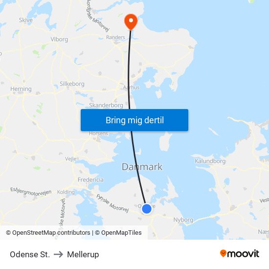 Odense St. to Mellerup map