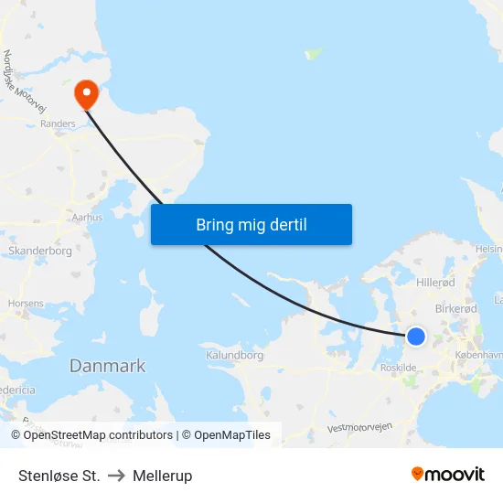 Stenløse St. to Mellerup map