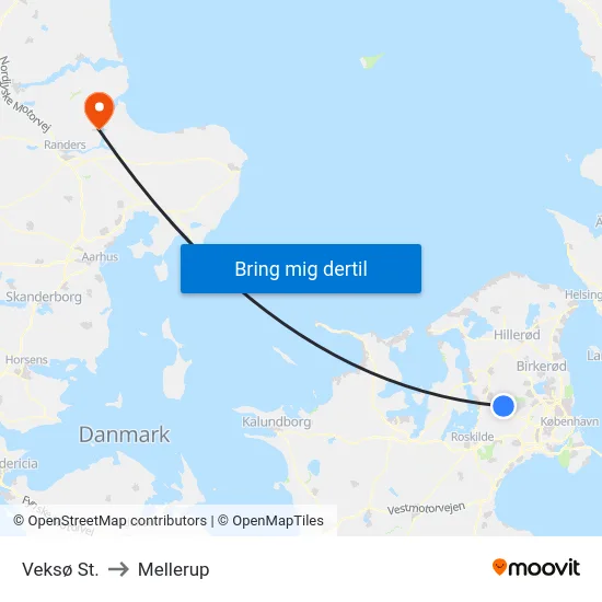 Veksø St. to Mellerup map