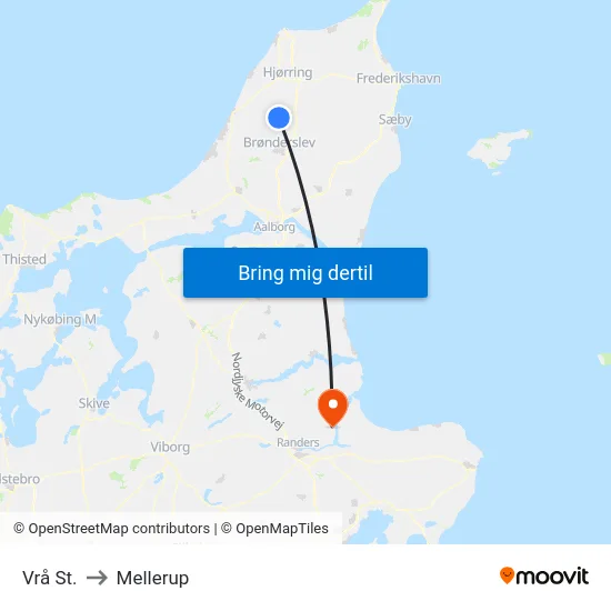Vrå St. to Mellerup map