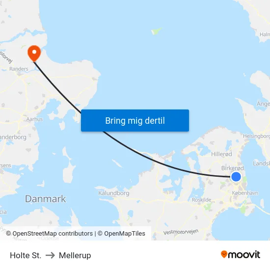 Holte St. to Mellerup map